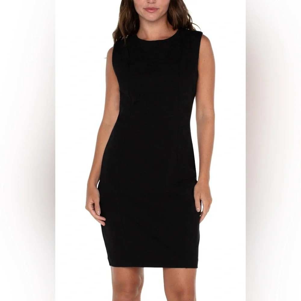 Liverpool Ponte Knit Sheath Dress Size 8 / 29 Black Sleeveless Career Office NEW